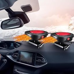 Datanly 2 Pcs Car Heater Portable Car Heater Defroster Car Heater That Plugs into Cigarette Lighter 12V 150W 2 in 1 Heating Fan Defroster Antifog Windshield Defroster for Car SUV Trucks (Red, Black)-picture-32