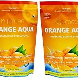Kyomee Orange Aqua Powder Instant Mix with Water Combo Pack (20 sachets) | For Daily Hydration and Post Workout Recovery | Boost Electrolytes, Energy and Vitamin C | No Added Colour-image-46