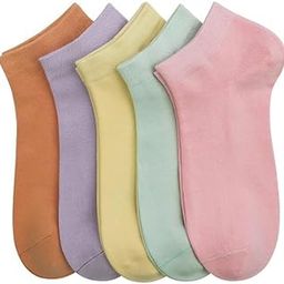 Women/Girls Bamboo Ankle Socks Low Cut, Easily Washable/Reusable Thin Sock Lightweight Pastel Color Soft Sock 5 Pairs-image-26