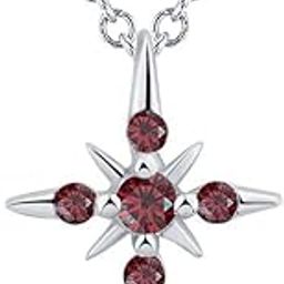 Cross Pendant Charm Necklace Women 14k Gold Over .925 Sterling Silver Round Red Garnet-9