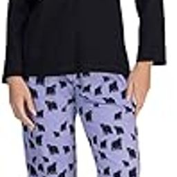 2-Piece Cotton Jersey Nightwear Set | Women's Long Sleeve Top & Jogger Pajama | Soft & Breathable Sleepwear-picture-35