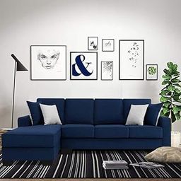 FURNY LHS 5 Seater Apollo Fabric L Shaped Sofa Set (Blue)-image-57