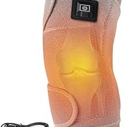 Knee Heating Pad, Knee Braces for Knee Pain Relief, USB Heat Knee Massage Wrap with 3 Temperature Control Thermal Therapy to Warm Joint Relief Pain Knee Stiff Arthritis, No Battery, 1PCs-5
