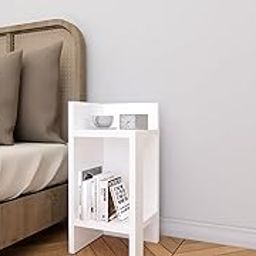 GCA1 WOODZONE Floating Bedside Table | Wooden Floatable Nightstand Side Table for Bedroom | End Table for Living Room & Office | Modern Wall Shelf for Home Storage | HDMR Premium Wood, White-image-88