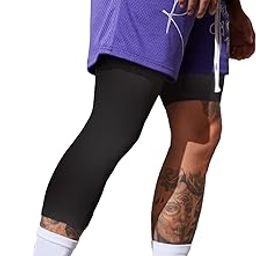 Men's Compression Sport Pants Single Leg 3/4 Base Layer Basketball Leggings Athletic One Leg Capri Tights Running-image-8