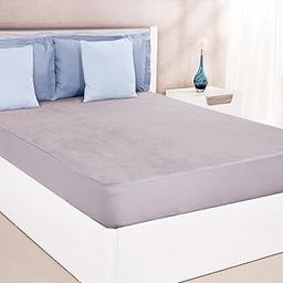 Amazon Brand - Solimo Mattress Protector, Durable, Elastic Fit, Washable (King; 78 x 72 x 10; Polyester; Grey)-1