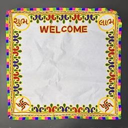 qweiops Bride's and Baby Welcome Handcrafted Cotton Traditional Kutchi Work Embroidered and Tread Work Kanku Pagla Rumal with Care Bag Pack of 1 (Squar-2)-image-53