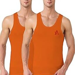 Men's 100% Cotton Orange Roundneck Sleeveless Vest/BOL Bum Vest/Shiva Vest/Undershirt-image-1