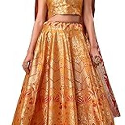 Women's Jacquard Semi-Stitched Lehenga choli(Lotus)-picture-25