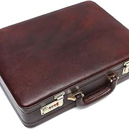 Expandable Briefcase for Men - Genuine Leather Attachi Suitcase with Combination Lock - Office and Business Hand Bag - Executive Laptop Briefcase - Classic Brown, 43 x 10.5 x 32cm-17