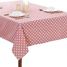 Oasis Home Collection Cotton Print Table Cloth - Pink Heart - 6 Seater(Pack of 1)-image-1