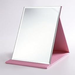 FLAVION Portable Folding Vanity Makeup Mirror, Slim Pu Leather Folding Makeup Tabletop Travel Cosmetic Mirror with Standing (White), Framed, Rectangular (Pink, Pack of 1)-image-87