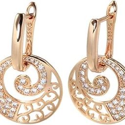 18k Rose Gold Plated Latest Stylish Copper Zircon Earrings for Women and Girls (14474er)-image-34