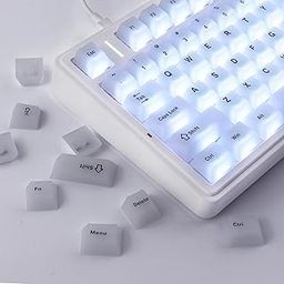 TYRIXKI Clear Keycaps, White Custom Keycaps 75 Percent, 123 Keys Shine Through Transparent Jelly Cute Keycap, PC Material Cherry Profile Keyboard Key Cap Set for Cherry Gateron MX Mechanical Keyboard-18