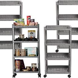 Pack of 4 Storage Rack with Wheels | 4-Layer Storage Organizer Rack | Multipurpose Storage Rack for Home & office | Kitchen Cabinet Spice Rack | Vegetable Storage Trolley | Grey-image-123