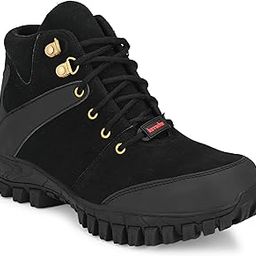KAVACHA Suede Leather Steel Toe Safety Shoe, S82 Size : 9 Black-image-23