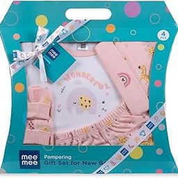 Mee Mee New Born Baby Gift Set | Soft Cotton Clothing Essentials for Infants/Baby Girls, Boys | Baby Shower Clothing Hamper (4 Pieces, Pink)| Ideal Gift for New Born Baby-17