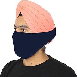 BISMAADH Cotton Hosiery Turban Friendly Pagri Mask with Adjustable Tie Strap (Multicolor, Free Size)-image-1