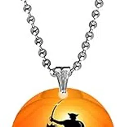 afh Maratha Orange Acrylic Pendant with Bead Chain | Shivaji Maharaj Necklace-picture-36