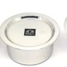 Steel Mini Bhagona Set of 3 Pieces Induction Base 300 ML to 650 ML Multi-Purpose Food Grade Cooktop-image-86
