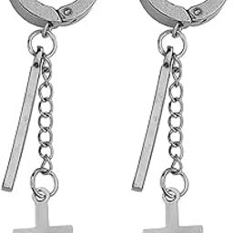 Religious Jesus Christ Cross Silver Stainless Steel Hoop Earrings For Men And Women-image-8