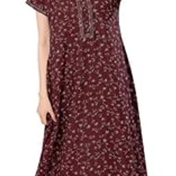 Women's Printed Alpine Nighty | Soft & Cozy Fabric | Regular Fit Full-Length Nightgown with Short Sleeves & Pockets CSCA01B-image-23
