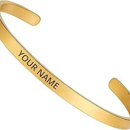 FG Foundation Gift Men’s Custom Name Bracelet – Engraved Stainless Steel Adjustable Bracelets for Him | Personalized Jewelry Gift in Gold, Silver, Black, Rose Gold | Name Bracelet with Premium Gift Box-image-39