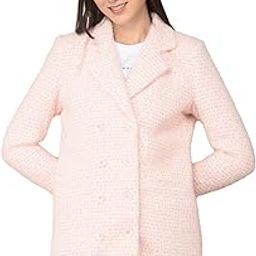 Women's Pink Jacquard Double-Breasted Overcoat-image-11