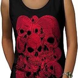 Goth Metal Death Skull Womens Tank Top, Indian Athletic Sports Shirt Women's Printed Cotton Tank Top Graphic Tank Top/Gym Tanks-image-99