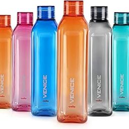 CELLO Venice Plastic Water Bottle | Unbreakable and Hygienic | Perfect for staying hydrated at the school,college, work, gym and outdoor adventures Water Bottle | 1 Litre | Set of 6, Assorted-image-42