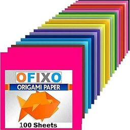 OFIXO 100pcs DIY Square Origami Paper Double Sides Solid Color Folding Paper Multicolor Kids Handmade Scrapbooking Craft Accessories Unruled 15 * 15 Origami Paper (Set of 5, Multicolor)-14