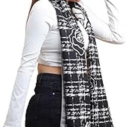 Black & Grey Summer Cotton Stoles & Scarves for Women – Soft, Breathable Head Scarf, Stylish Lightweight Stalls for Women-image-43