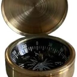 Brass Pocket Compass with A Loop Black Dia Compass-image-5