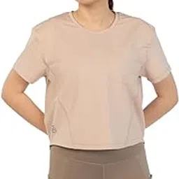 hunnit Half Sleeve Gym Tshirt for Women| Solid Workout Top for Women with Breast Pocket | Regular Fit | Hip Length | Quick Dry and Moisture Wicking Fabric-picture-13