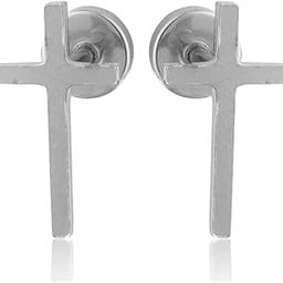 Religious Jewelery Jesus Cross Piecring Surgical Silver Metal Earrings For Men And Women-image-43