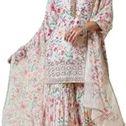 soch Womens Cream Brasso Botanical Print Suit Set with Dupatta-picture-8