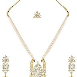 Green Multistrand Beaded Long Kundan Necklace Earring Ring Set For Women-ZPFK16019-image-62