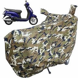 Autofact Waterproof Motorcycle Cover Compatible with Suzuki Access (All Variants)| Mirror Pockets | Windproof Design | Full Length Body Cover| UV Protection |Jungle Green Color-image-23