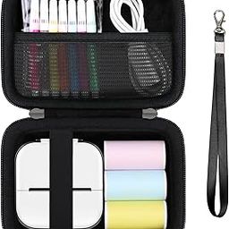Supmay Hard Case Compatible with Memoking T02 / Ponek T02 / Phomemo T02 Mini Printer Sticker Maker, Storage Box with Mesh Pocket for T02 Mini Printer Sticker Paper, USB Cable, Black-10
