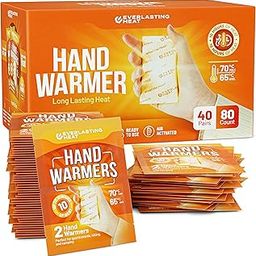 Everlasting Heat Hand Warmers 40 Pairs (80 Warmers) - Up to 10 Hours of Long Lasting Warmth and Hot Hands - Easy Air Activation for Hands, Body and Feet - TSA Approved-image-77