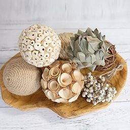 Decorative Balls Spherical Assorted 6pcs Brown White Orbs Rustic Natural Twig Rattan Woven Cotton Balls for Vase Bowl Filler Tabletop Decor Home Party Wedding Display …-image-18