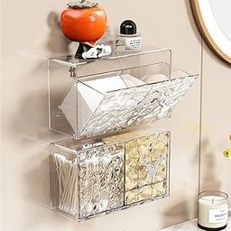 HASTHIP® Q-tip Holder Wall Mounted - Wall Organiser Flip Cover Cosmetic Organizer No Drill for Cotton Swabs, Cotton Ball Q-tip Dispenser - Transparent-image-36