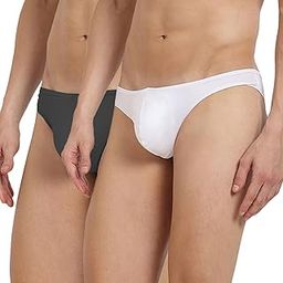 BASIICS Magic Flash Antimicrobial Semi-Seamless Thongs Underwear for Men (Pack of 2) White, Steel Grey-image-77