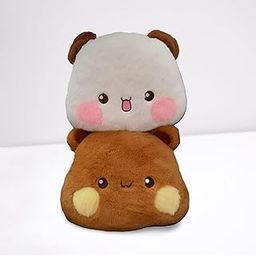 PIKALAX Bubu Dudu Plush Pillow - Bubu & Dudu (Panda & Bear) Design - Cute Rabbit Fur Plush Cushion Ideal Gift for Kids, Boyfriend, Girlfriend, Home Decor, Travel for All Ages (33cm)-image-20