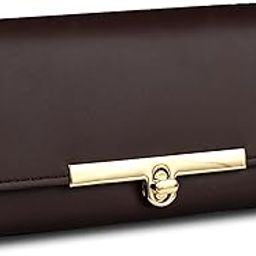 Women's Hand Wallet Purse Clutch | Phone Pocket| Credit Card Slots| Lock clousre (Brown)-image-31