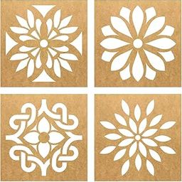 MustHaves Wooden Rangoli Stencils Set for Diwali Decoration | Home Decoration (4 pcs, 4x4 inches) (WSC-114S)-image-38