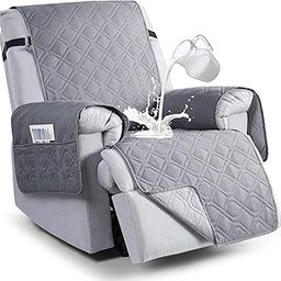 VANSOFY 100% Waterproof Recliner Chair Covers, Recliner Cover Non-Slip Dog Chair Cover Furniture Protector Washable Slipcover with Pocket, Elastic Straps for Pets, Dogs(Light Gray, 23.6")-image-53
