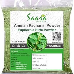 Saara HERBAL FRESH Amman Pacharisi Powder 101g | Euphorbia Hirta Powder | Dudhi Powder, Used for warts pimples and wounds (Pack of 1 X 101g)-12