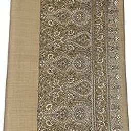 Luxury Wool Shawl with Embroidered Paisley Border, Beige and Silver-picture-15