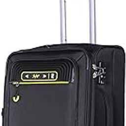 Polyester Solid Pattern Quartz 4 Spinner Wheels Exp Trolley Bag 58 (Black, Small)-2